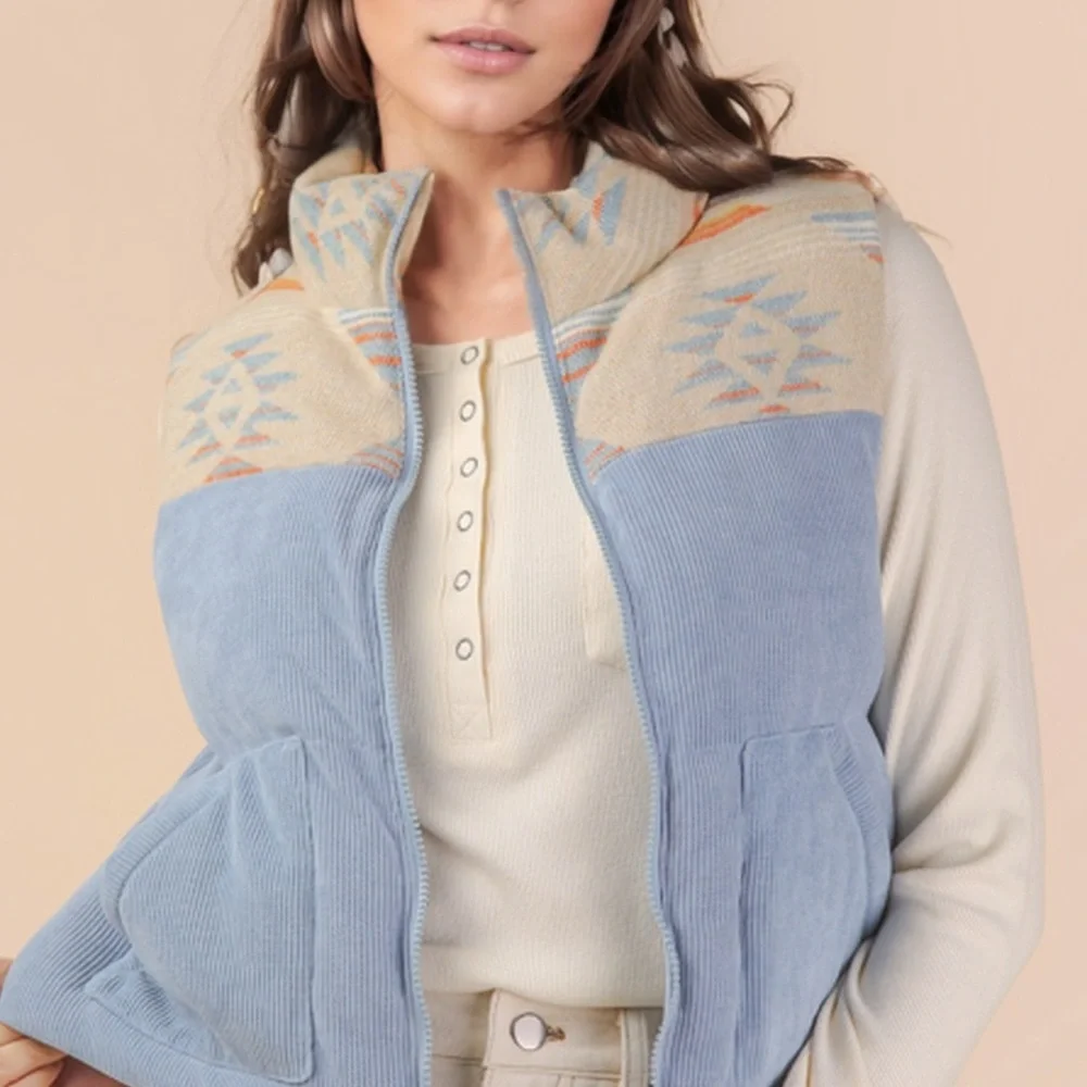 Very J Sky Blue and Beige Vest nwt - Picture 3 of 13